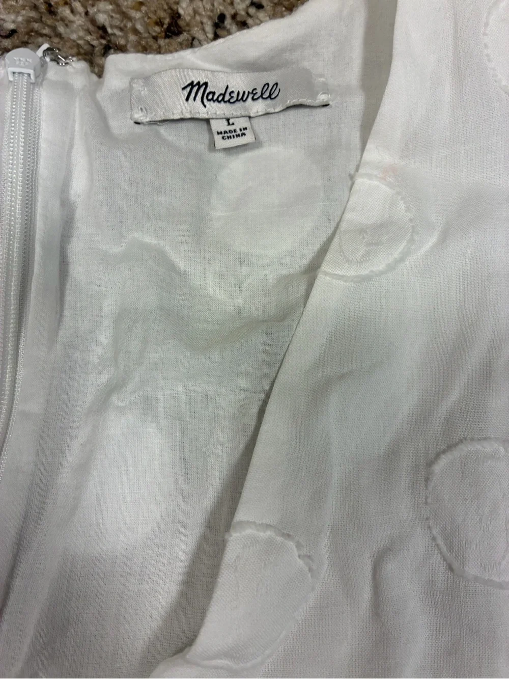 Madewell Dot Jacquard Puff Sleeve Tiered Midi Dress